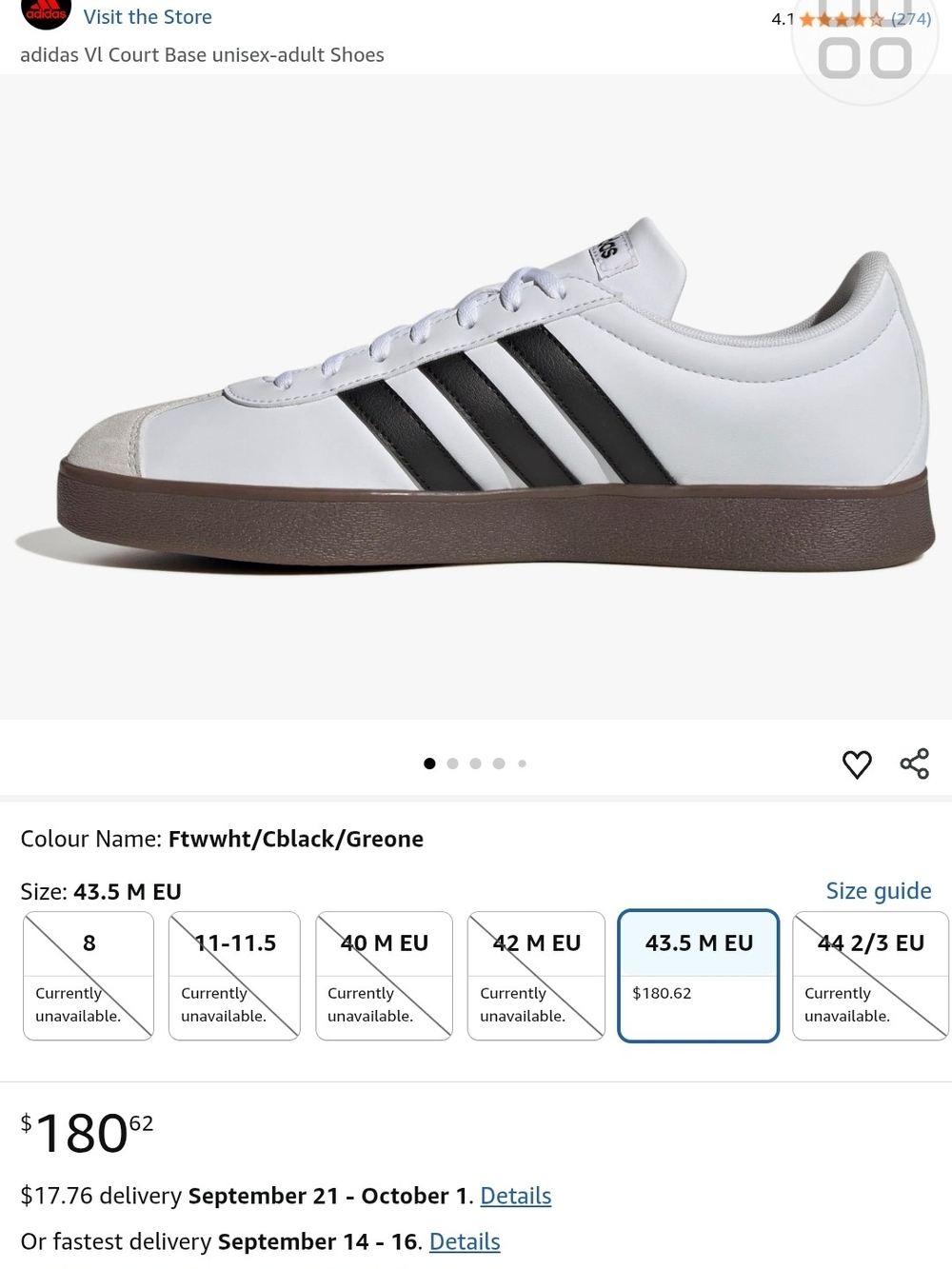 ADIDAS VI Court Base White Sneakers